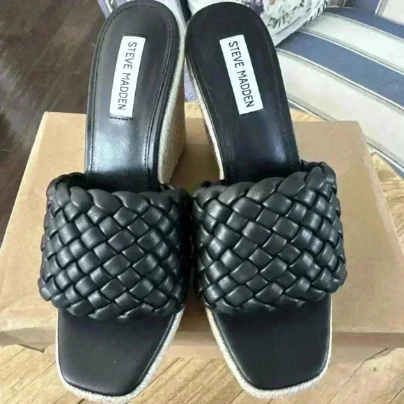 NWB Steve Madden Udele Wedge Mule Women Sandals Woven Sz 9 Platform - Picture 8 of 9